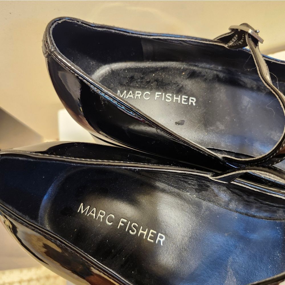 New Marc Fisher "Charin" Blk Pat. Leather Block Heel Mary Jane Pumps Sz.10 $128 - Picture 7 of 9